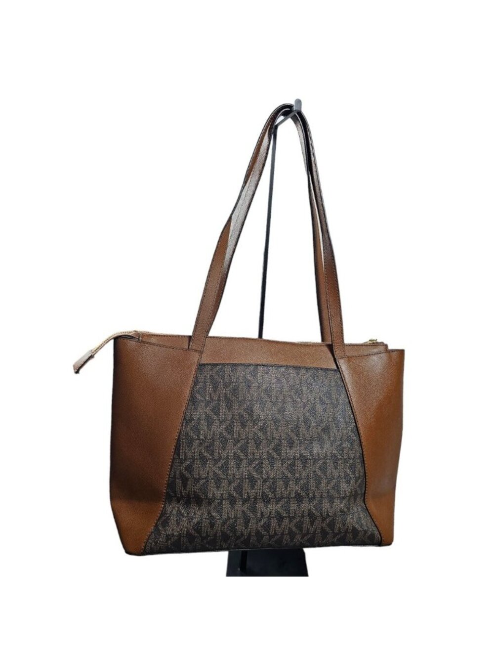Michael Kors Sinclair Large Logo Tote Bag Brown Canvas Leather 38H9CN2T2B Flaw - Picture 4 of 13